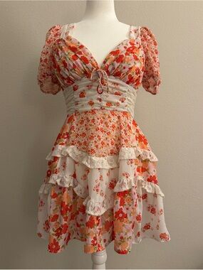 Altar’d State Aderny Floral Patchwork Lace Mini Dress - Size XS - EUC